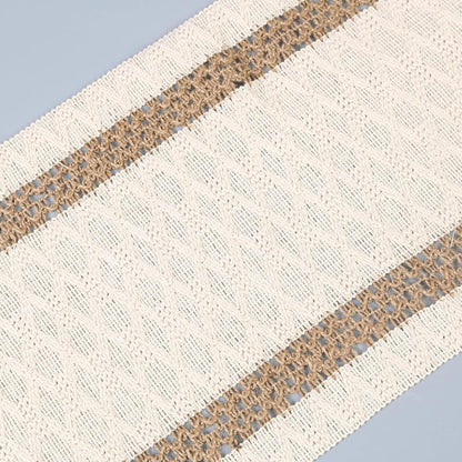 Boho Table Runner for Easter Spring Home Decor 72 Inches Long Farmhouse Macrame Easter Table Runner Cotton Linen Woven Table Runners for Summer Dining Table Decoration, Beige & Brown