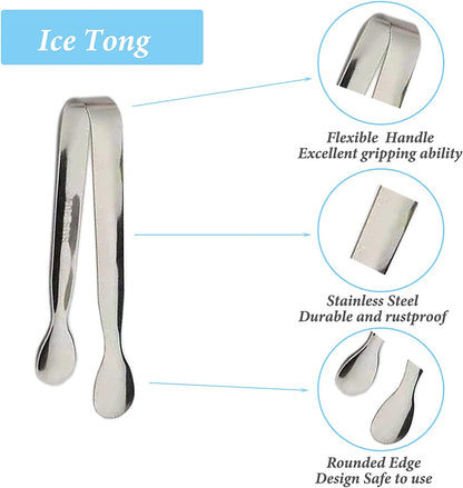 6PCS Ice Tongs Mini Sugar Tongs 4.25Inch Stainless Steel Kitchen Utensils Set,Small Serving Tong and Tiny Kitchen Tong for Appetizers,Tea Party, Coffee Bar, Desserts by  (Silver)