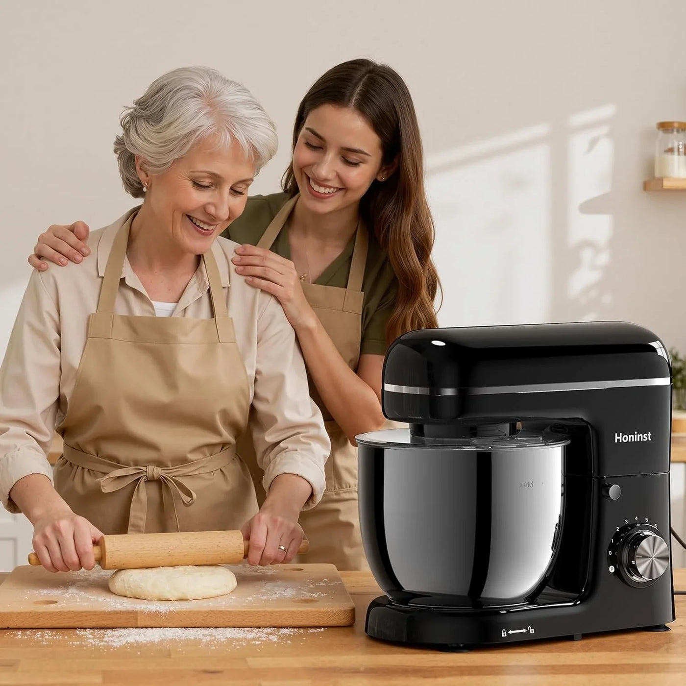 Stand Mixer, 3-In-1 8-Speed 660W 6.5QT Tilt-Head Food Mixer, Electric Mixer with Bowl, Dough Hook, Whisk and Beater, Kitchen Mixer for Baking, Cake and Most Home Cooks, Black
