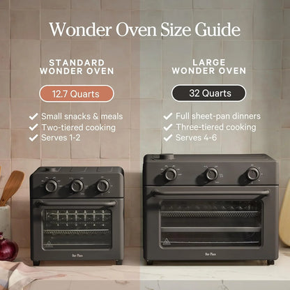 Wonder Oven | 6-In-1 Stainless Steel Air Fryer Toaster Oven Combo with Basket, Rack, Pan & Tray | Compact 13 QT Countertop Capacity - Toast, Roast, Bake, Reheat, Broil & Steam | Blue Salt