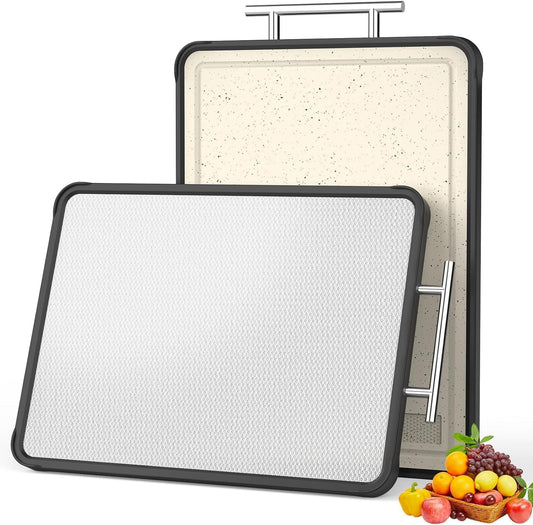 Stainless Steel Cutting Board, Double Sided 316 Stainless Steel Cutting Boards for Kitchen, Food Grade PP 2-In-1 Chopping Board for Meat Vegetables and Fruits, Dishwasher Safe 16" X 11"