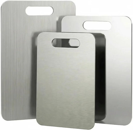 Stainless Steel Cutting Boards for Kitchen, 3 PCS Non Toxic Metal Chopping Board Set, Dishwasher Safe & Warp Proof (15.3"X11", 13.4"X9", 11.8"X7.9" Inch)