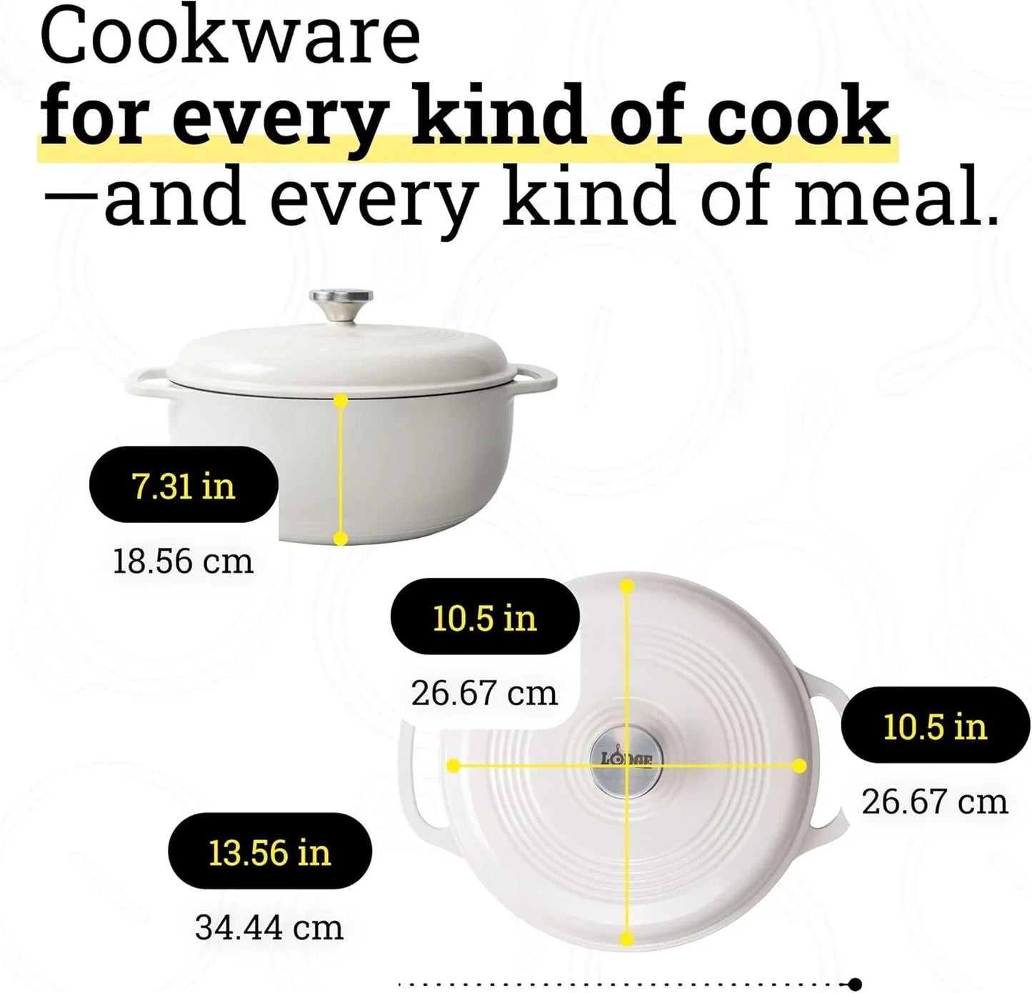 Essential Enamel Cast Iron Dutch Oven - Perfect for Bread Baking, Braising, Marinating & Slow Cooking - Features Moisture-Sealing Lid & Dual Handles - Kitchen Essentials - 6 Quarts - Oyster White