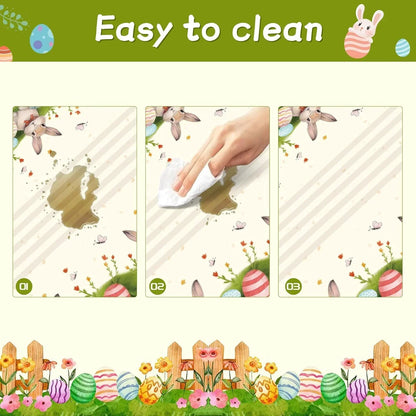 Easter-themed table mat, easy to clean with bunny and egg print, perfect for kitchen dining decor