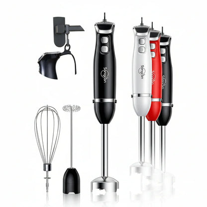 Immersion Blender Handheld, 3-In-1 Hand Blender Electric, 400W Handheld Licuadora De Mano, Stainless Steel Blade Stick Mixer with Whisk, Milk Frother Attachments - Black