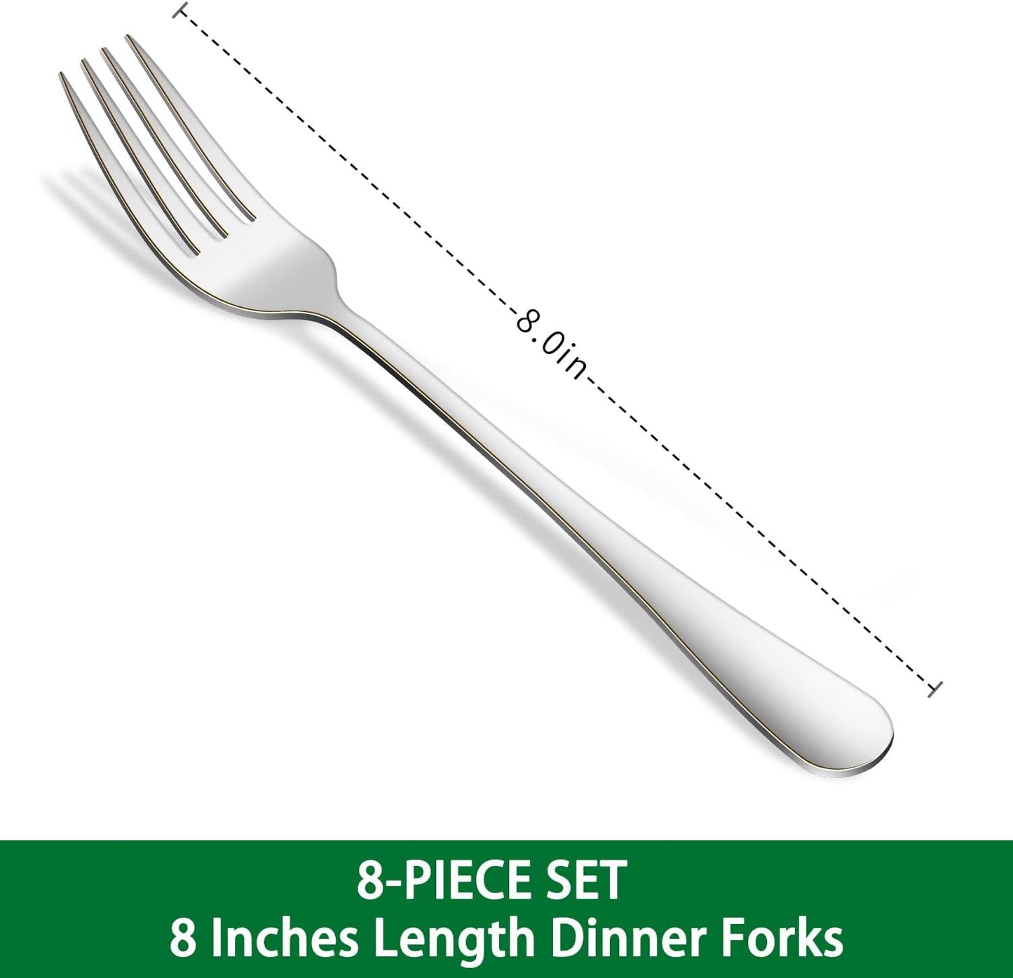 Dinner Forks,8-Piece 8 Inches Stainless Steel Table Fork,Dishwasher Safe Flatware Forks,Food Grade Mirror Polishing Silverware Main Fork for Home,Restaurant or Hotel