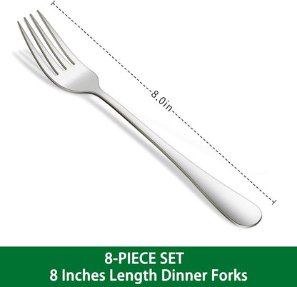 Dinner Forks,8-Piece 8 Inches Stainless Steel Table Fork,Dishwasher Safe Flatware Forks,Food Grade Mirror Polishing Silverware Main Fork for Home,Restaurant or Hotel