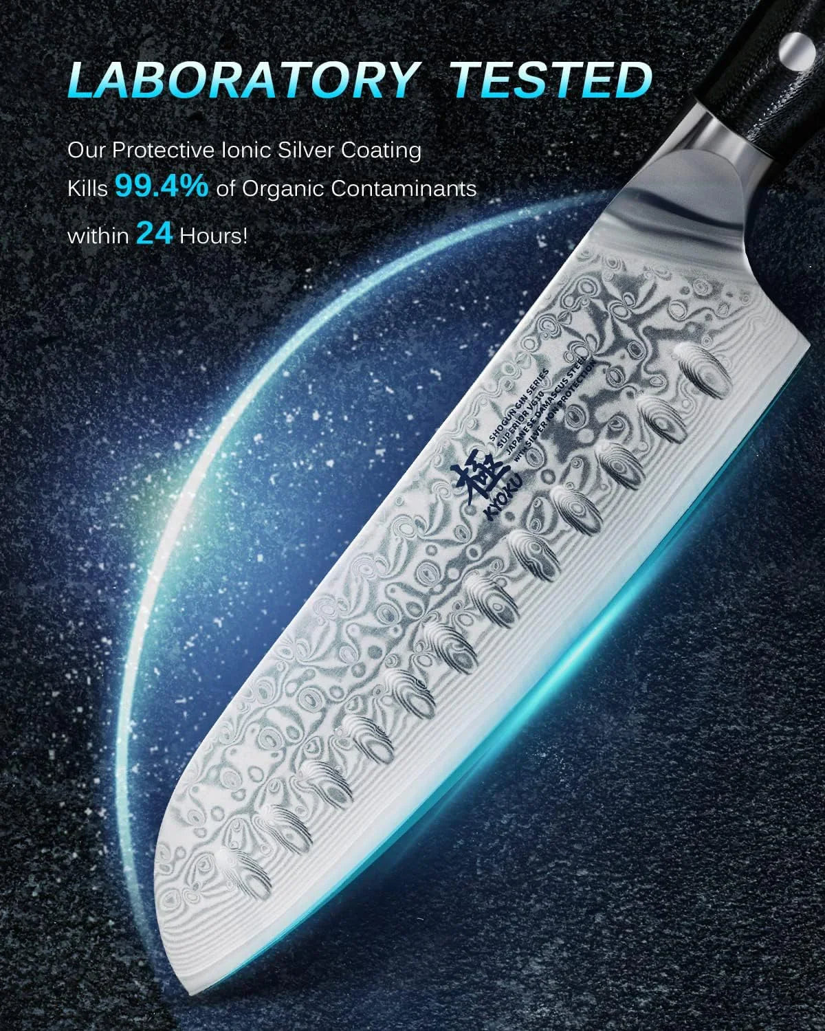 Gin Series 7" Santoku Knife, Japanese Chef Knife VG10 Damascus Stainless Steel Kitchen Knife with Silver Ion Blade G10 Handle Mosaic Pin