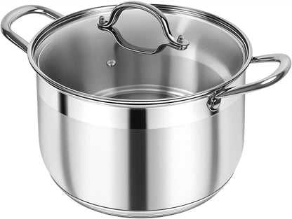 Stainless Steel Stock Pot - 12 Quart Heavy Duty Stock Cooking Pot with Visible Lid for Pasta, Soup, Spaghetti, Nonstick Thick Bottom Big Stockpot, Cookware for Canning, Boiling, Simmer