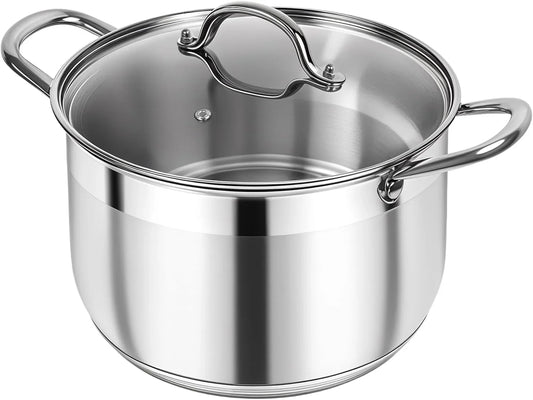 Stainless Steel Stock Pot - 12 Quart Heavy Duty Stock Cooking Pot with Visible Lid for Pasta, Soup, Spaghetti, Nonstick Thick Bottom Big Stockpot, Cookware for Canning, Boiling, Simmer