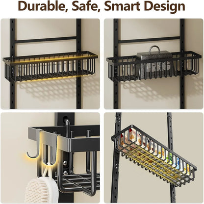9 Tier over the Door Pantry Organizer, 2 in 1 Wall Mount or Hanging Spice Rack with Adjustable Basket, Seasoning Organizer and Storage for Kitchen Cabinet Closet Bathroom