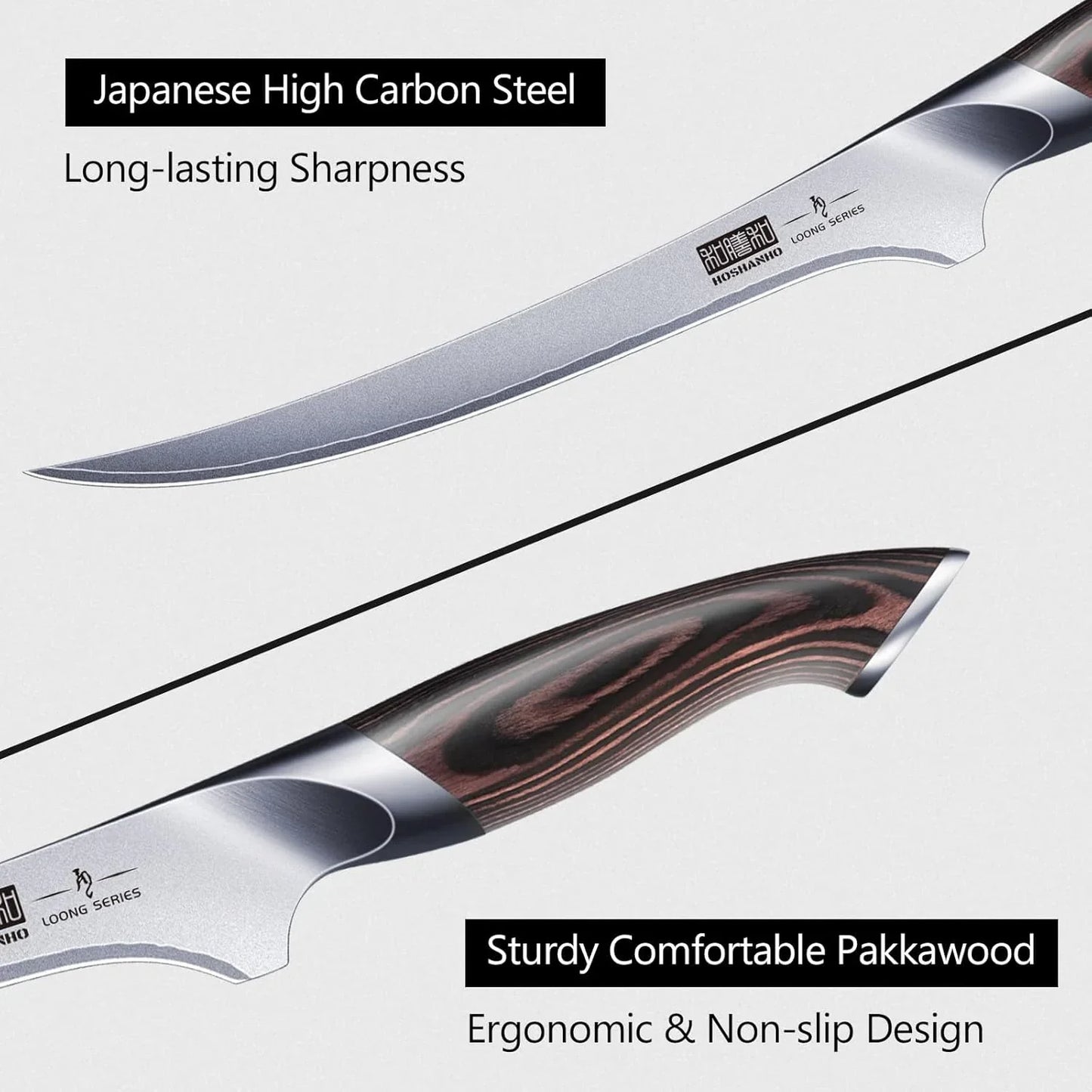 Fillet Knife 9 Inch, Super Sharp Boning Knife in High Carbon Stainless Steel, Professional Japanese Fish Knives for Meat Poultry Cutting