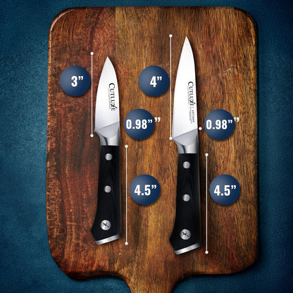 Paring Knife Set – 4" Fruit and 3" Peeling Knives – Small Knife with Razor Sharp Blade – High Carbon German Steel, Full Tang & Ergonomic Handle Design – Artisan Series