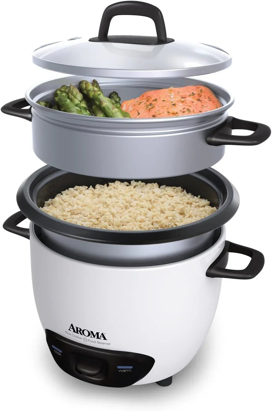 Housewares 14-Cup (Cooked) (7-Cup UNCOOKED) Pot Style Rice Cooker and Food Steamer (Arc-747-1Ng),White