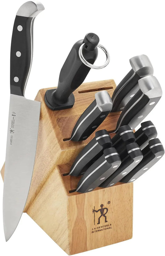 Statement Premium Quality 12-Piece Knife Set with Block, Razor-Sharp, German Engineered Informed by 100+ Years of Mastery, Lightweight and Strong, Dishwasher Safe, Natural