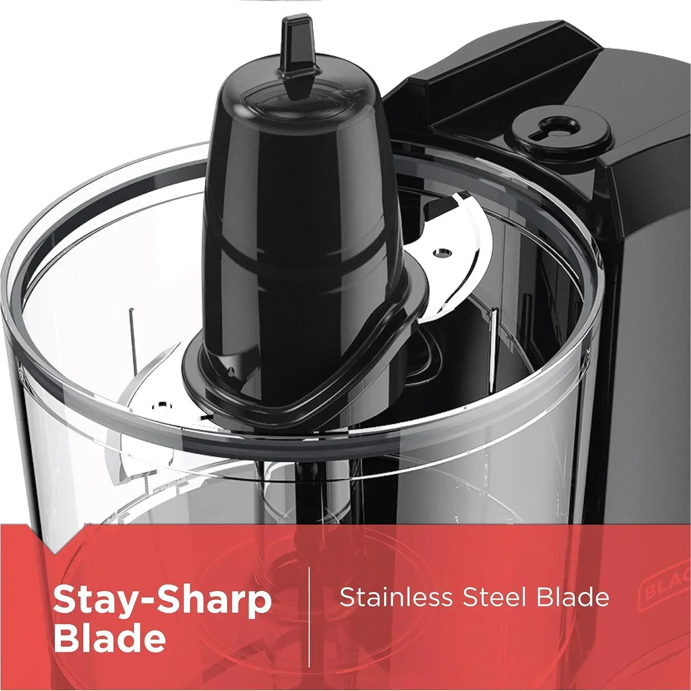 Stay-sharp stainless steel blade in food processor for efficient chopping and blending