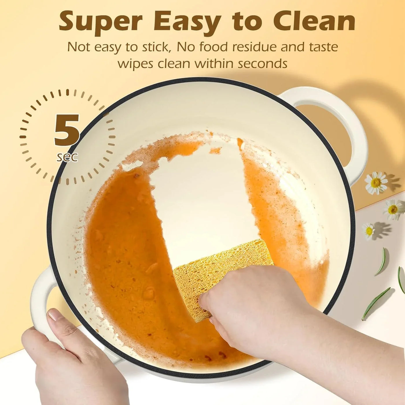Enameled Cast Iron Dutch Oven -  5QT Pot with Lid & Cotton Potholders - Heavy-Duty Cookware for Bread Baking, Braising, Stews, Roasting(Cream White)