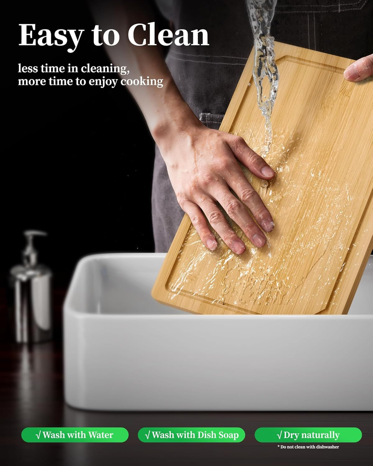 Bamboo Cutting Board - Multi-Sizes Wooden Cutting Boards for Kitchen, Convenient Kitchen Essentials with Deep Juice Grooves， Cutting Board for Chopping & Serving, Large, Natural
