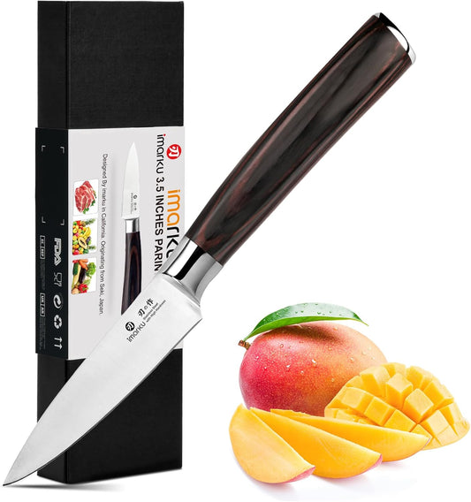 Paring Knife - Paring Knives, 3.5 Inch Small Kitchen Knifes - Japanese High Carbon Stainless Steel Fruit Knife, Ergonomic Pakkawood Handle, Ultra Sharp Blade, Unique Gifts for Men and Women