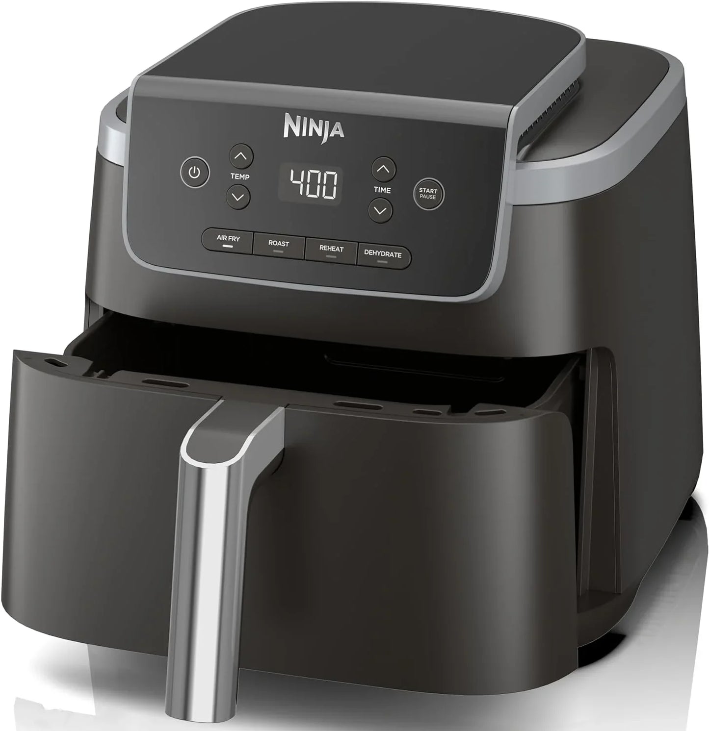 Air Fryer with Air Crisp | 5 QT Capacity Fits up to 4Lbs of Fries | 4-In-1 Pro Air Fry, Roast, Reheat, Dehydrate | 400°F Max Temp | 1750 Watts | W/Nonstick Basket & Crisper Plate | Grey | AF141