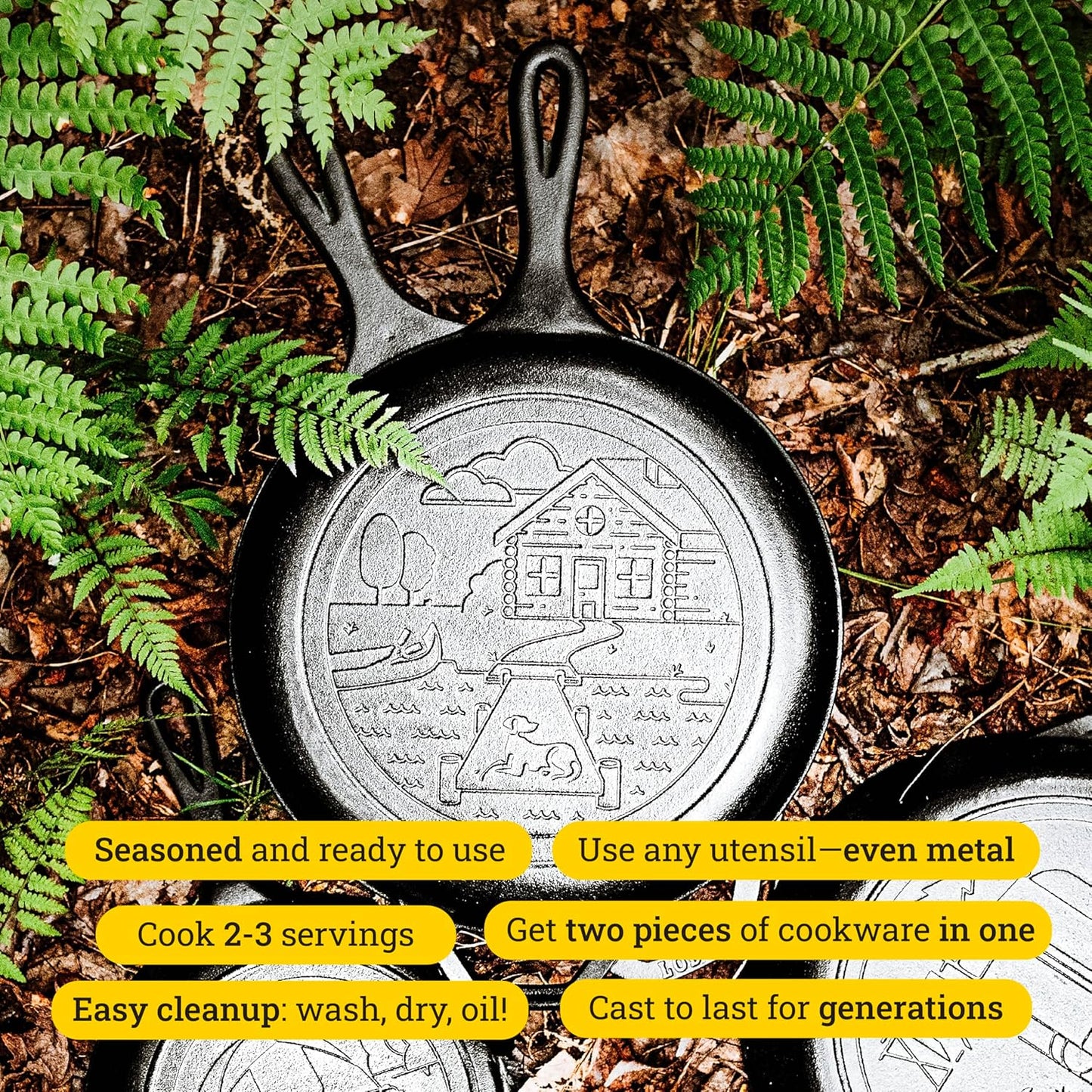 Cast Iron Wanderlust Series, Cabin Combo Cooker, 3.2 Quart