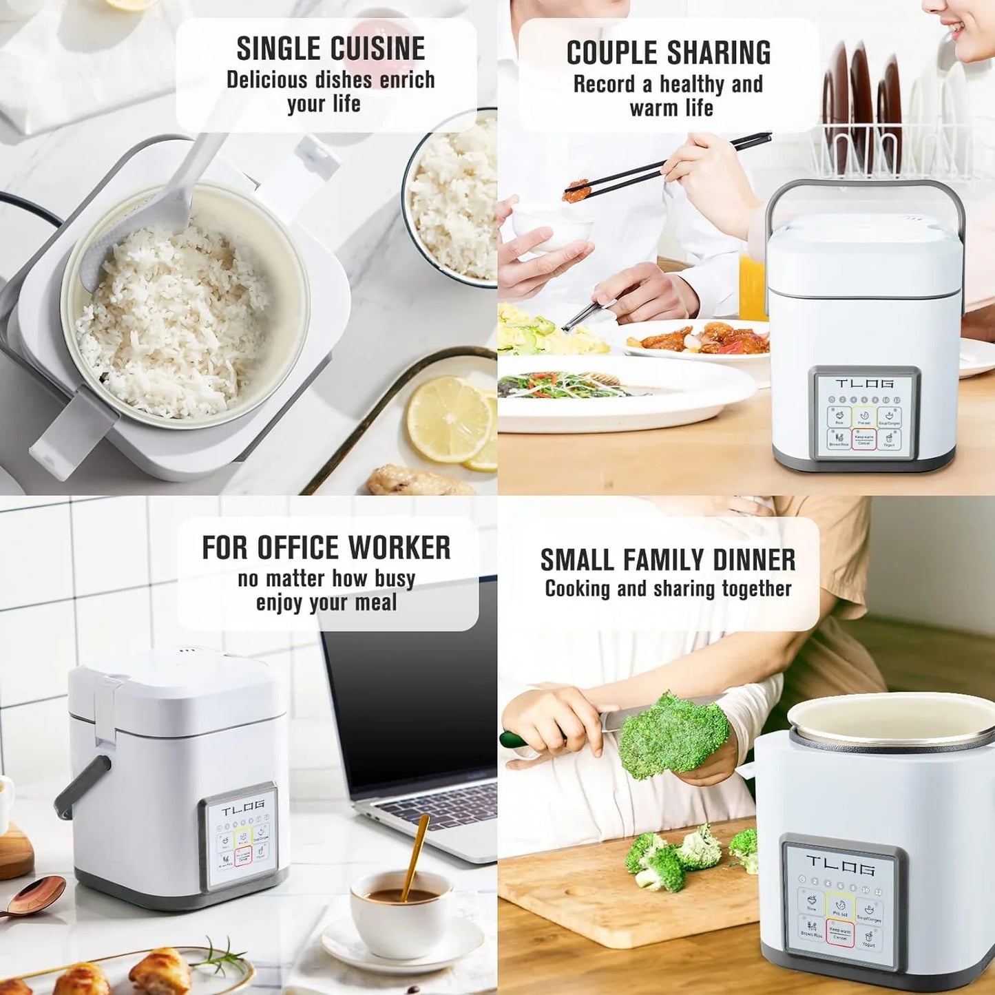 Mini Rice Cooker 2.5 Cups Uncooked, Healthy Ceramic Coating Portable Cooker, 1.2L Travel Small for 1-3 People, Personal Maker, Food Steamer, 12 Hours Delay Timer, Multi-Cooker Grains, Oats