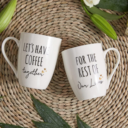 Ceramic Engagement Gifts for Couples Newly Engaged Unique Coffee Mugs Set of 2, 12 Oz| Bachelorette Bridal Shower Gift for Bride, Anniversary Wedding Gifts for Couple Housewarming Gift Ideas