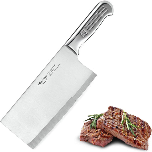 Meat Cleaver 7 Inch Butcher Knife - Stainless Steel Chinese Chef Knife - Cleaver Knife for Restaurants and Home