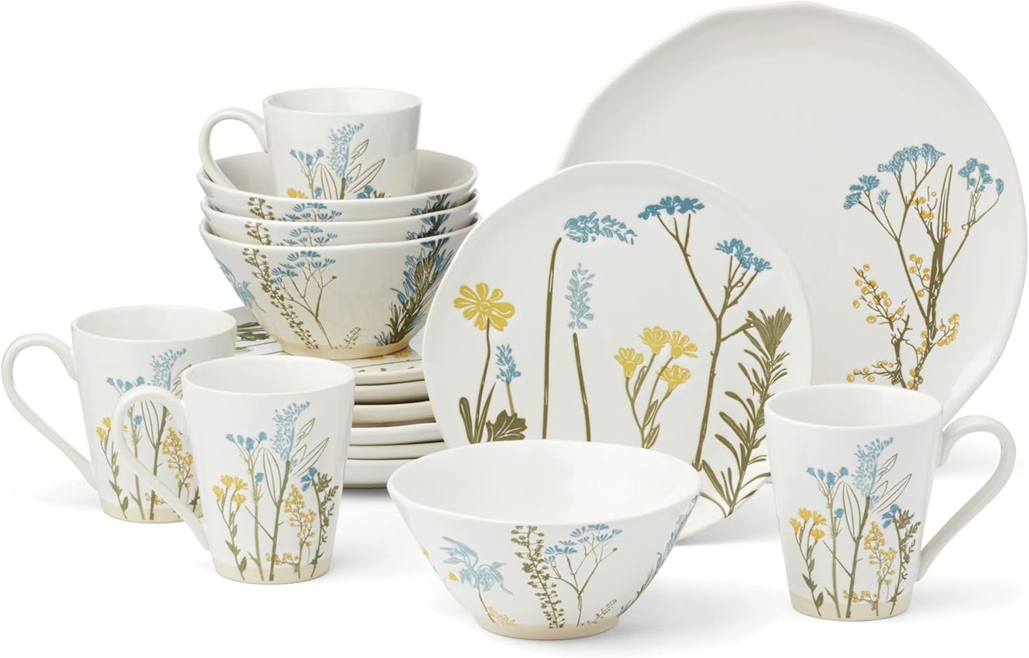 897830 Wildflowers 16-Piece Dinnerware Set, Service for 4
