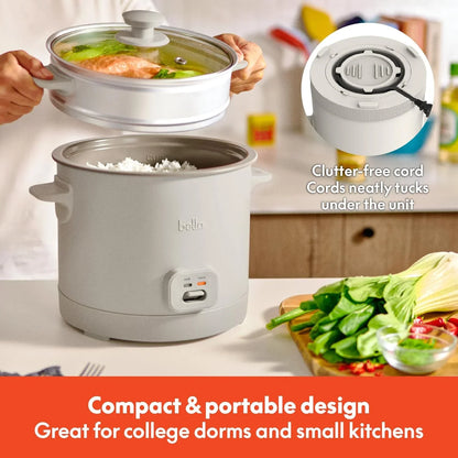 16 Cup Rice Cooker with Steamer, Dishwasher Safe Steaming Basket, Rice Paddle and Measuring Cup, Removable Nonstick Cooking Bowl, Automatic Keep Warm Function​, 400 Watt, Oatmilk