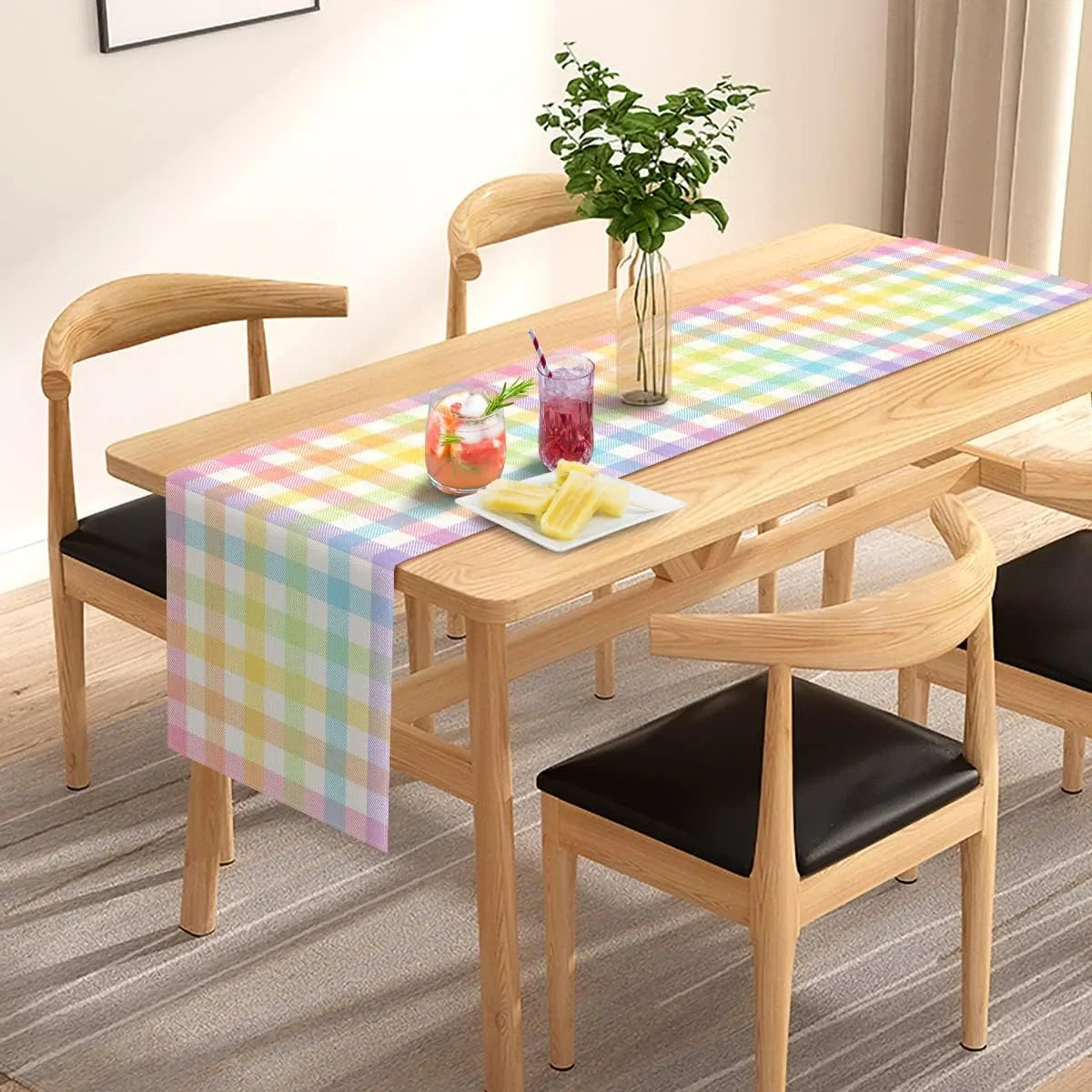 Easter Buffalo Plaid Check Table Runner Spring Holiday Farmhouse Fireplace Kitchen Dining Room Home Party Decoration (13" X 72")