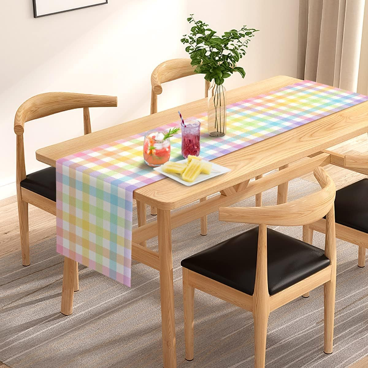 Easter Buffalo Plaid Check Table Runner Spring Holiday Farmhouse Fireplace Kitchen Dining Room Home Party Decoration (13" X 72")