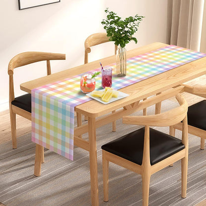 Easter Buffalo Plaid Check Table Runner Spring Holiday Farmhouse Fireplace Kitchen Dining Room Home Party Decoration (13" X 72")
