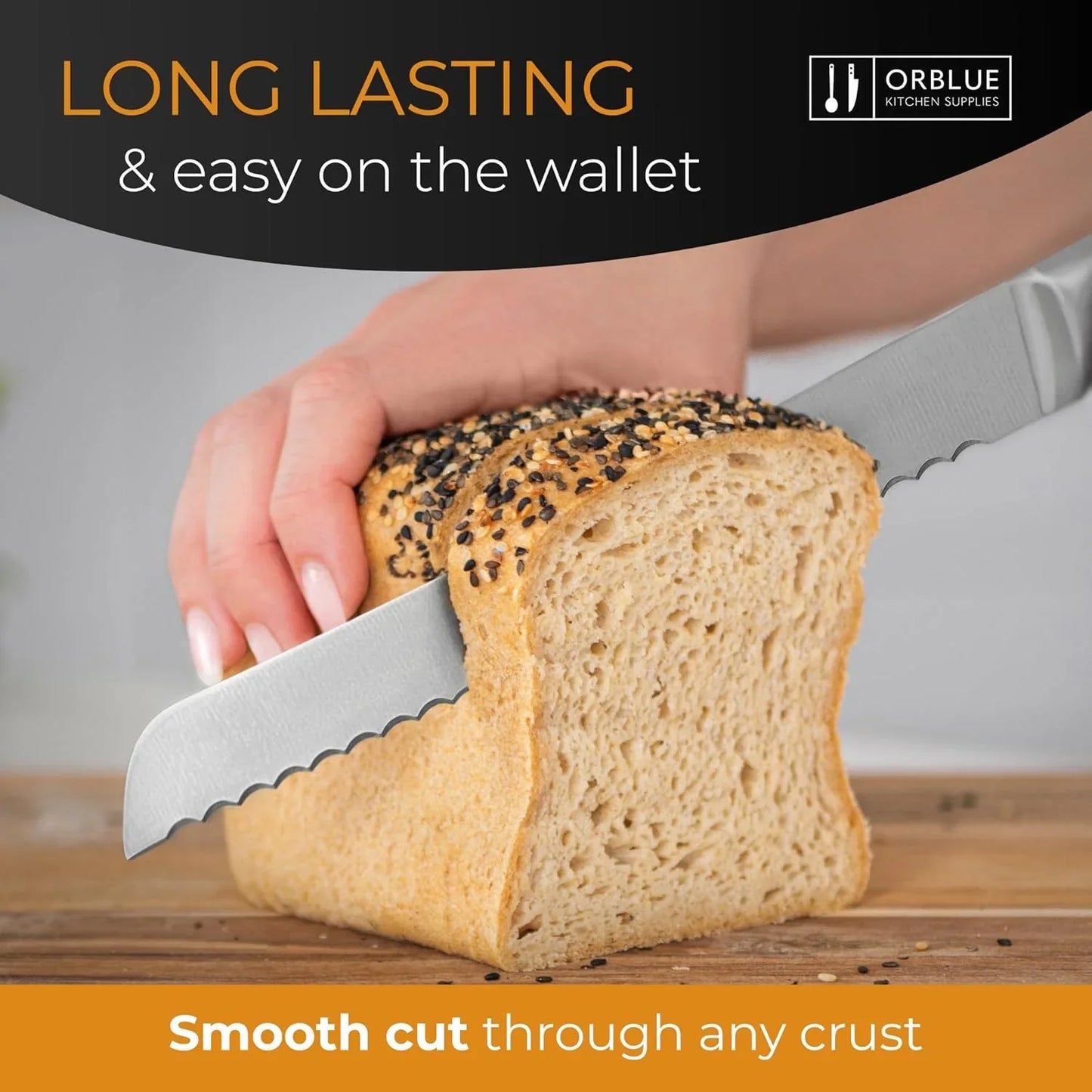 Serrated Bread Knife with Upgraded Stainless Steel Razor Sharp Wavy Edge Width - Bread Cutter Ideal for Slicing Homemade Bread, Bagels, Cake (8-Inch Blade with 5-Inch Handle) Green
