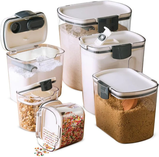 Prokeeper Baker'S Airtight Kitchen Storage Canister Container Set for Flour, Sugar & More, Keeps Ingredients Fresh, with Accessories (Multicolor, 6- Piece)