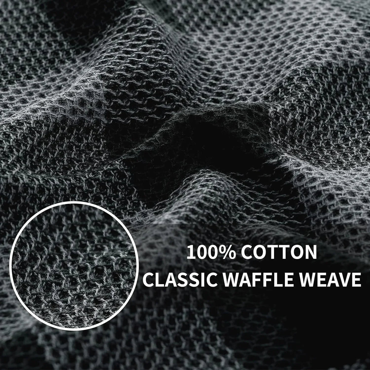 Kitchen Towels and Dishcloths Set, 12 X 12 and 13 X 28 Inches, Set of 12 100% Cotton Waffle Weave Check Plaid Kitchen Dish Towels, Super Soft and Absorbent Dish Cloths, Black & Grey