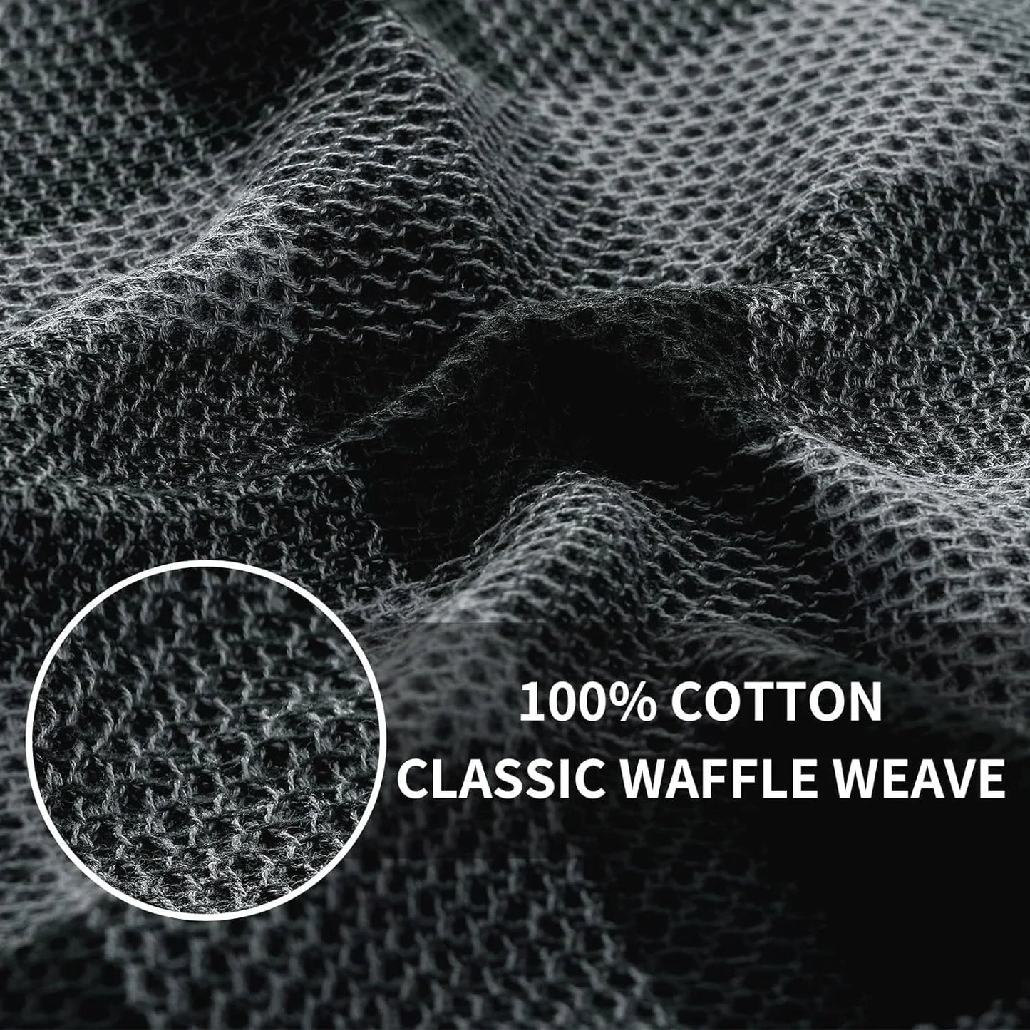 Kitchen Towels and Dishcloths Set, 12 X 12 and 13 X 28 Inches, Set of 12 100% Cotton Waffle Weave Check Plaid Kitchen Dish Towels, Super Soft and Absorbent Dish Cloths, Black & Grey