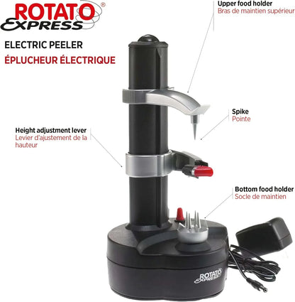 Rotato Express Electric Peeler - 2 Spare Blades - Safe & Easy to Use - Effortlessly Peels Vegetables and Fruit