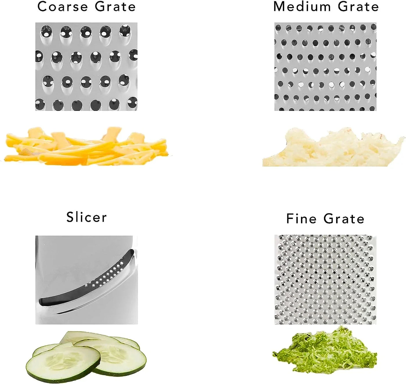 Gourmet 4-Sided Stainless Steel Box Grater for Fine, Medium and Coarse Grate, and Slicing, Detachable 3 Cup Storage Container and Measurment Markings, Dishwasher Safe, 10 Inches Tall, Black