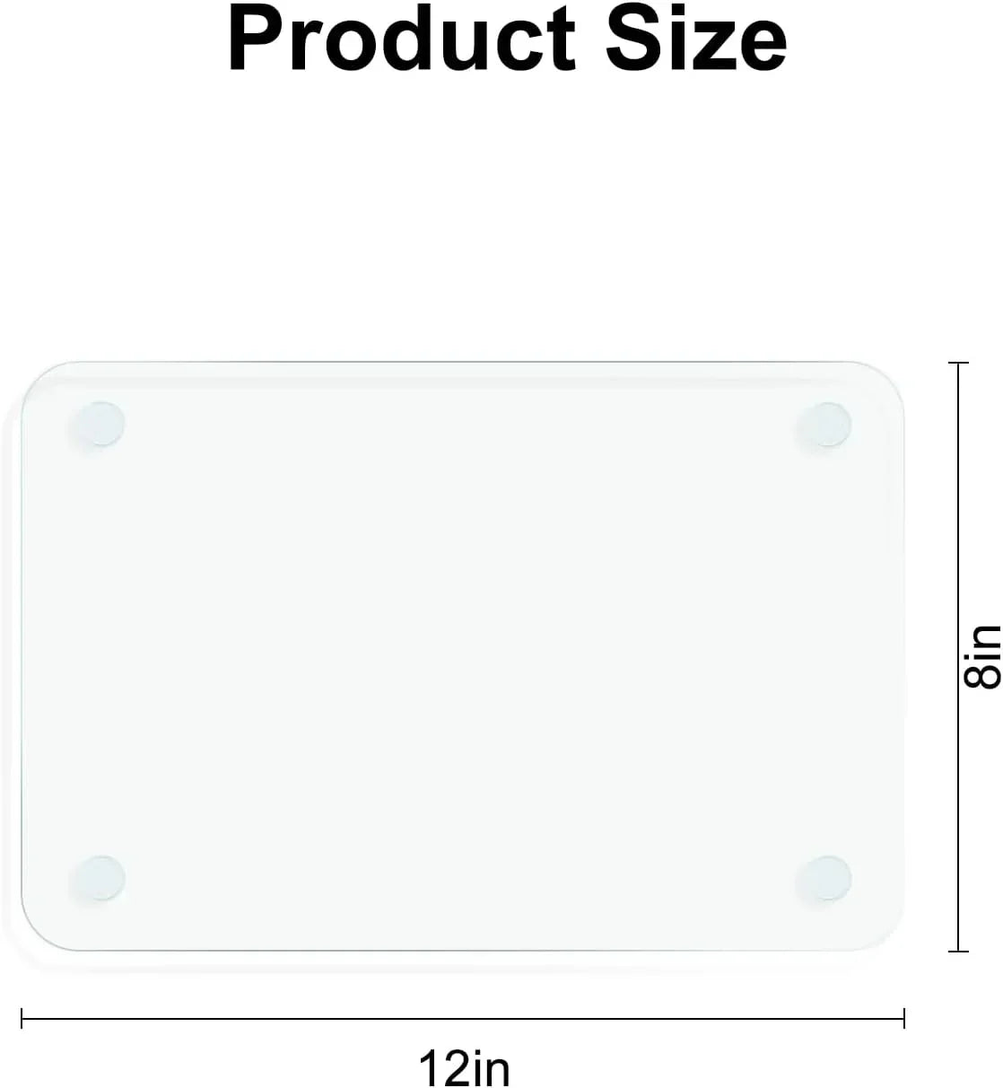 12x8 inch clear glass cutting board with non-slip feet for kitchen prep and food safety