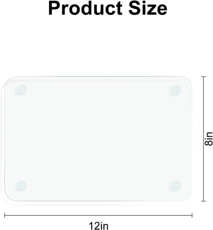 12x8 inch clear glass cutting board with non-slip feet for kitchen prep and food safety