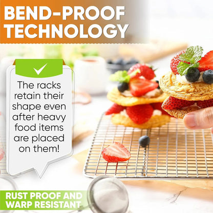 10 X 15 Inch Stainless Steel Cooling Rack for Cooking & Baking - Heavy Duty Cookie Cooling Rack for Kitchen - Oven Safe - Fits Jelly Roll Pan - Dishwasher Safe