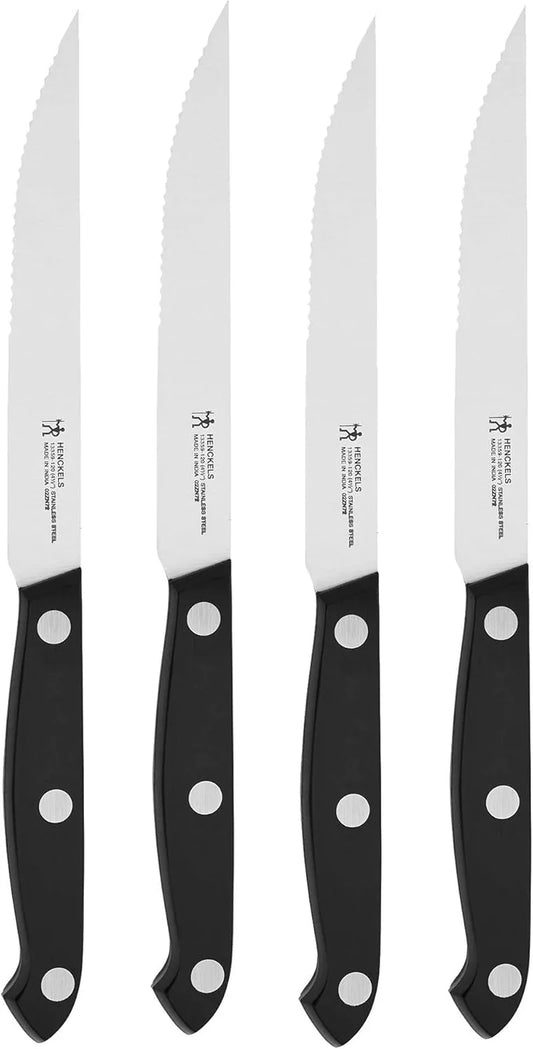 Prime Razor-Sharp Steak Knife Set of 4, German Engineered Informed by 100+ Years of Mastery,Black