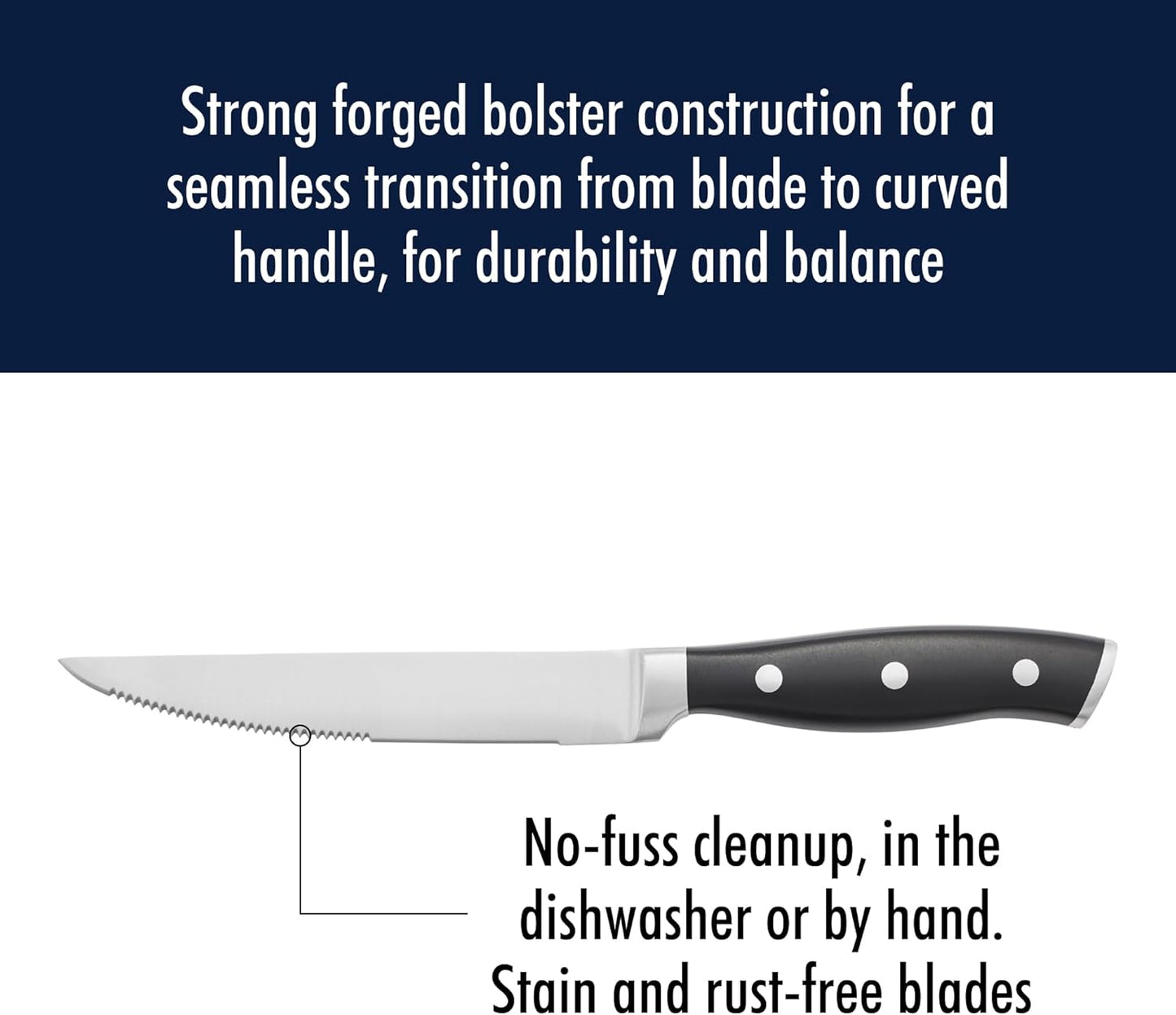 Forged Accent Razor-Sharp Steak Knife Set of 4, Black, German Engineered Knife Informed by over 100 Years of Mastery