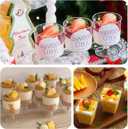 300 Pack Clear Plastic Dessert Cups(5 Oz),Disposable Parfait Cups for Pudding, Fruit and Ice Cream,Mini Shooter Cups with Spoons for Party,Appetizer Cups