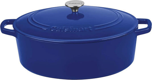 Chef'S Classic Enameled Cast Iron Oval Covered Casserole (Cobalt, 7- Quart)