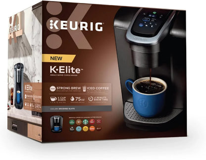 K-Elite Single Serve K-Cup Pod Coffee Maker, with Strength and Temperature Control, Iced Coffee Capability, 8 to 12Oz Brew Size, Programmable, Brushed Slate