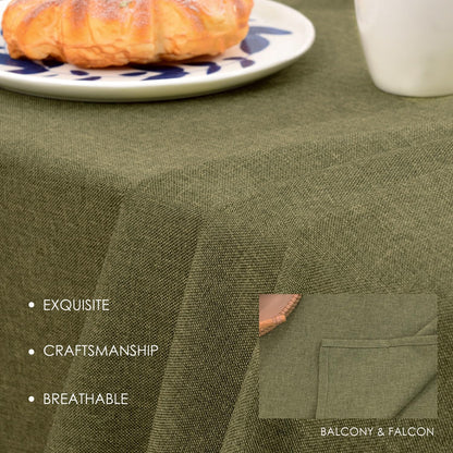 Table Cloth – Waterproof, Wrinkle Resistant & Washable Rectangle Tablecloth and Table Cover for Dining Room, Kitchen, Outdoor, Party & Birthday Use (Olive, 47" X 63")