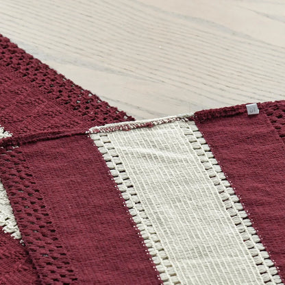 Red Farmhouse Rustic Table Runner, Seasonal Christmas Hollow Kitchen Dining Table Decoration for Home Party Decor 12X72 Inch