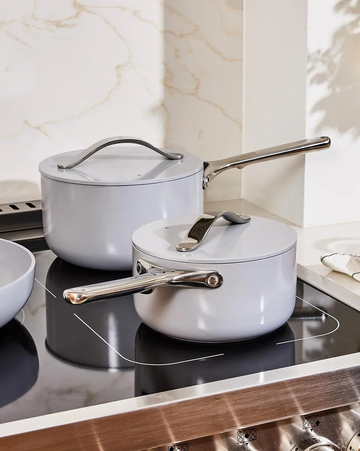 Nonstick Ceramic Sauce Pan with Lid (3 Qt) - Non Toxic, PTFE & PFOA Free - Oven Safe & Compatible with All Stovetops (Gas, Electric & Induction) - Navy